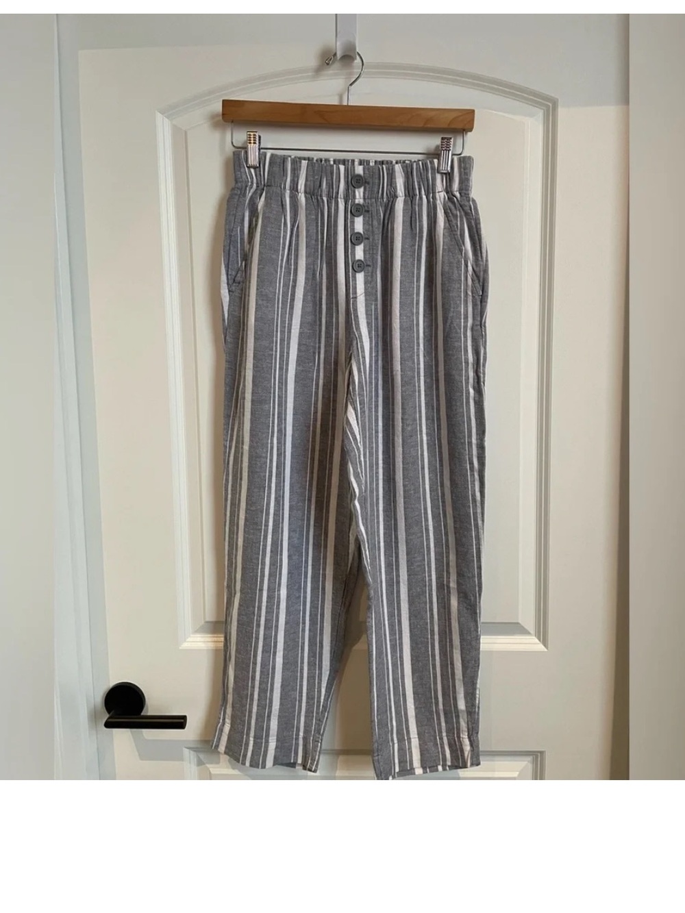 LOFT Outlet Gray/White Linen Blend Pants size XL